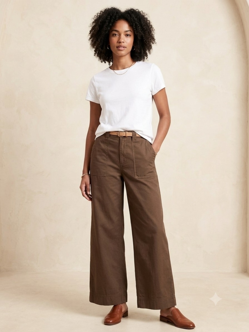 Ralph Lauren Brown Wide-Leg Utility Jeans